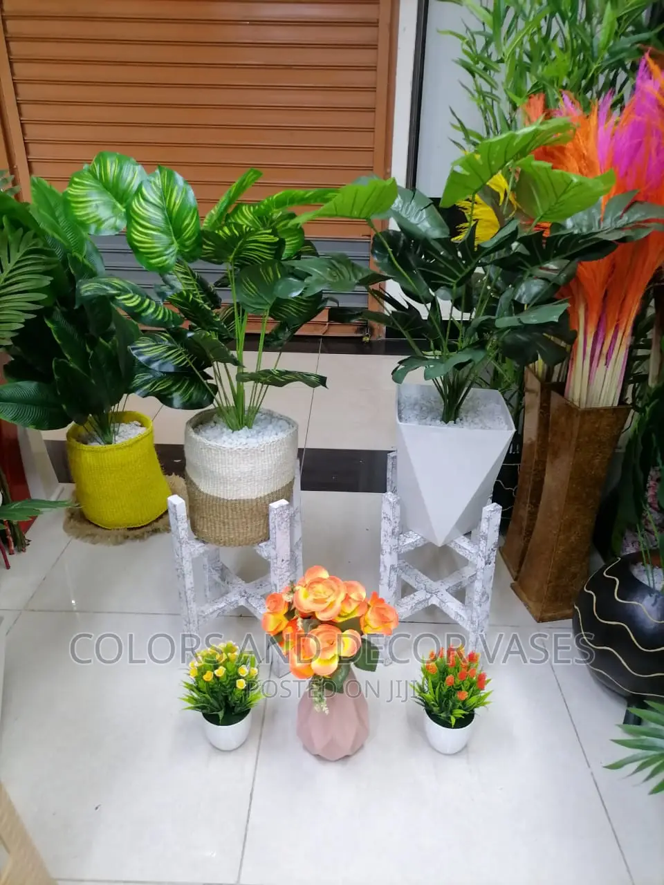 Artificial Plants and Vases/Baskets Plus Stand