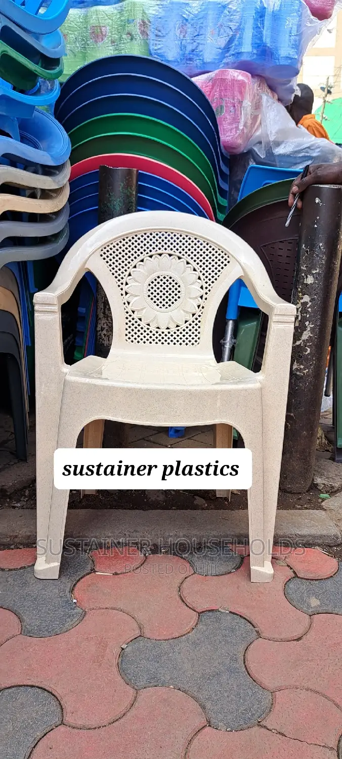 Dotted Cream Plastic Chairs
