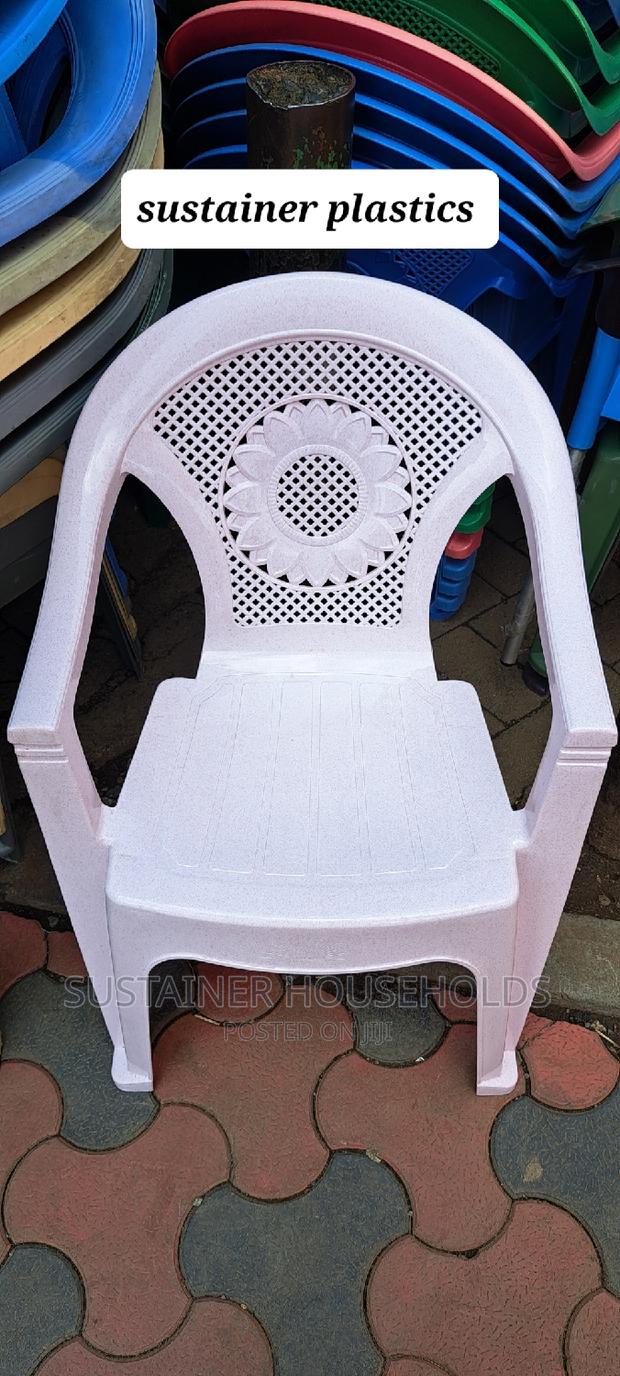 Dotted Pink Plastic Chairs - main view