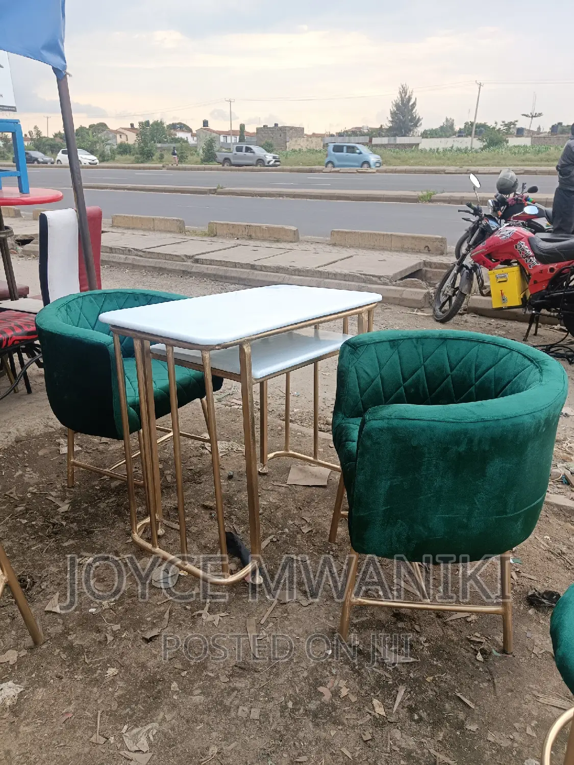 Manicure Set, Marble Table and 2 Seats.