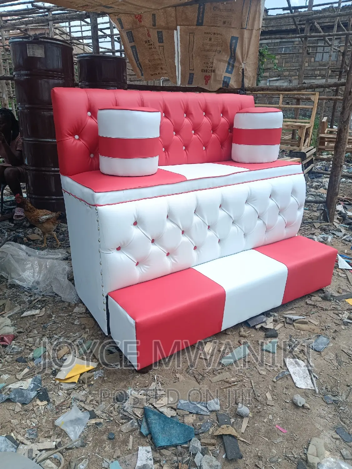 Pedicure Seat, 3 Seater and 2 Puffs.