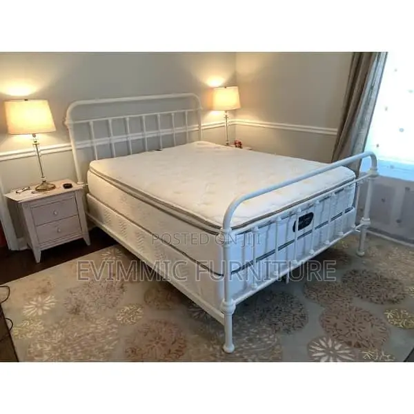White Embellish Metal Beds 5 Ft X 6 Ft