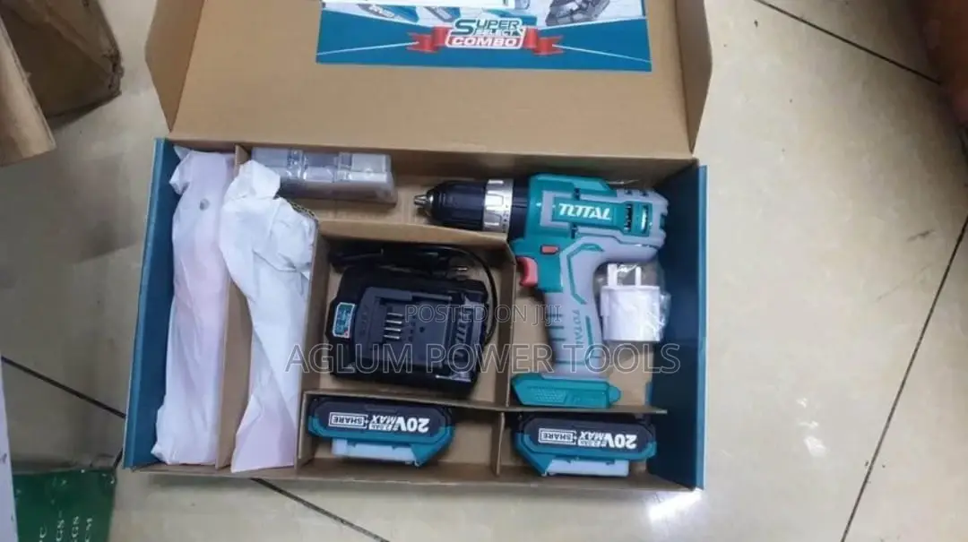 Total Cordless Drill With Two Batteries and Charger