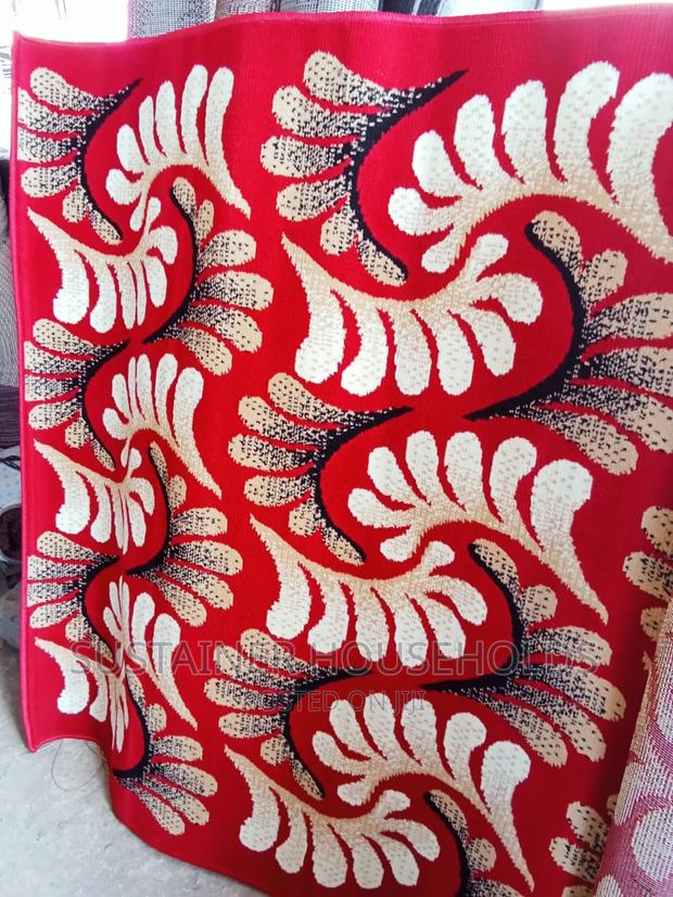 White and Red Flowered Carpet, 5 by 8 Feets