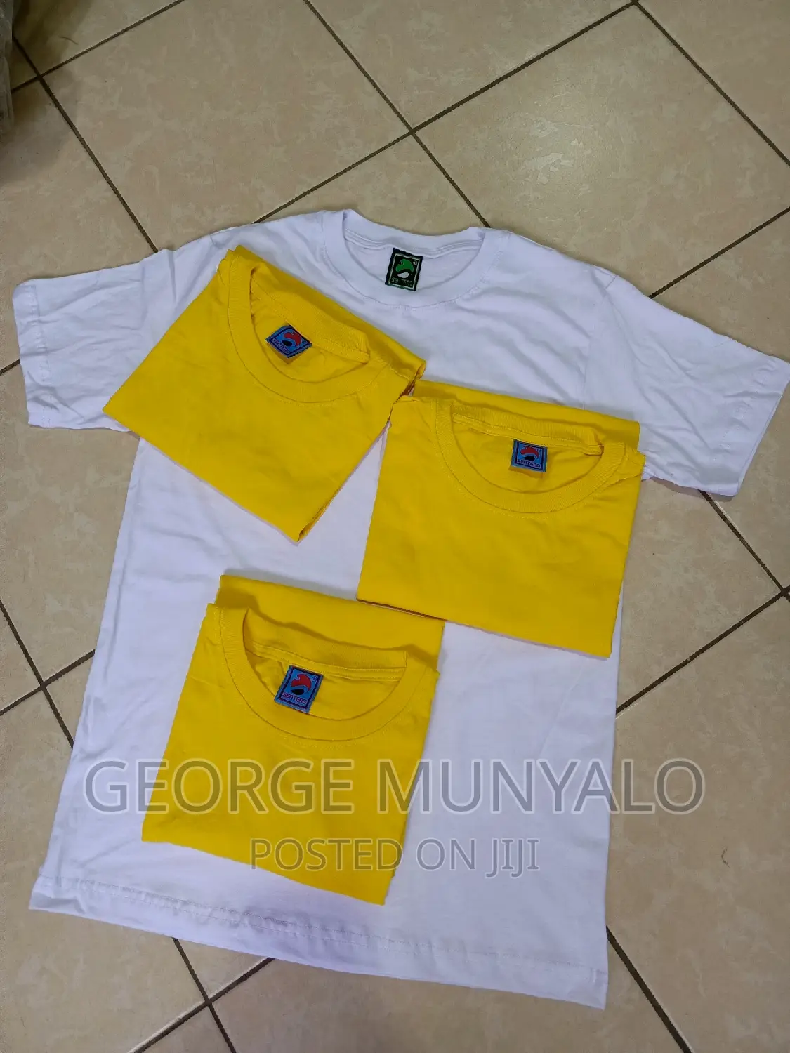 Unisex Yellow Plain T-Shirts, Round Neck T-Shirts