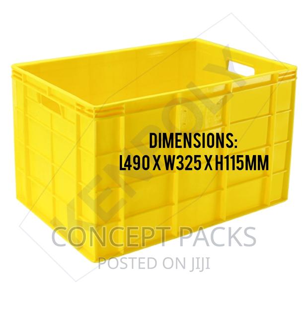 Yellow Kenpoly Polystack Plastic Crate 360 - main view