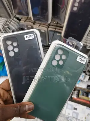 Samsung Galaxya13 Cover Green Frosted Glass Soft Silicone B