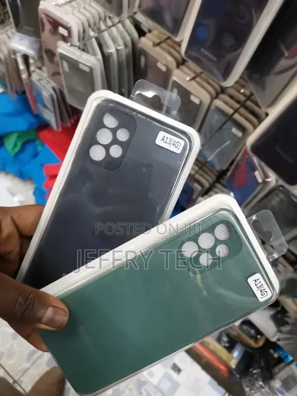 Samsung Galaxya13 Cover Green Frosted Glass Soft Silicone B