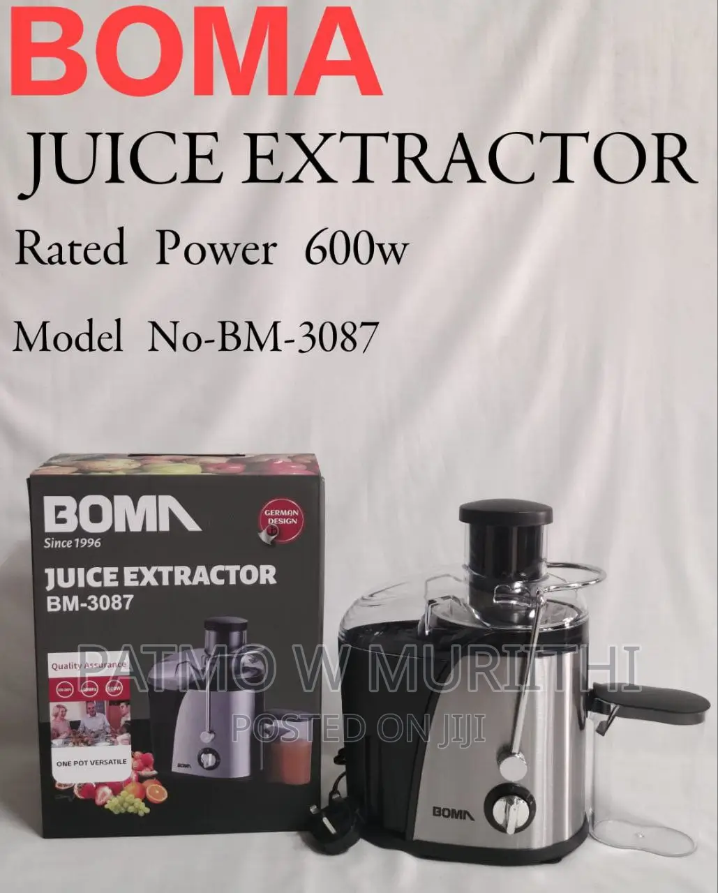 JUICE EXTRACTOR BM 3087 [600 Watts ] Brand(BOMA)