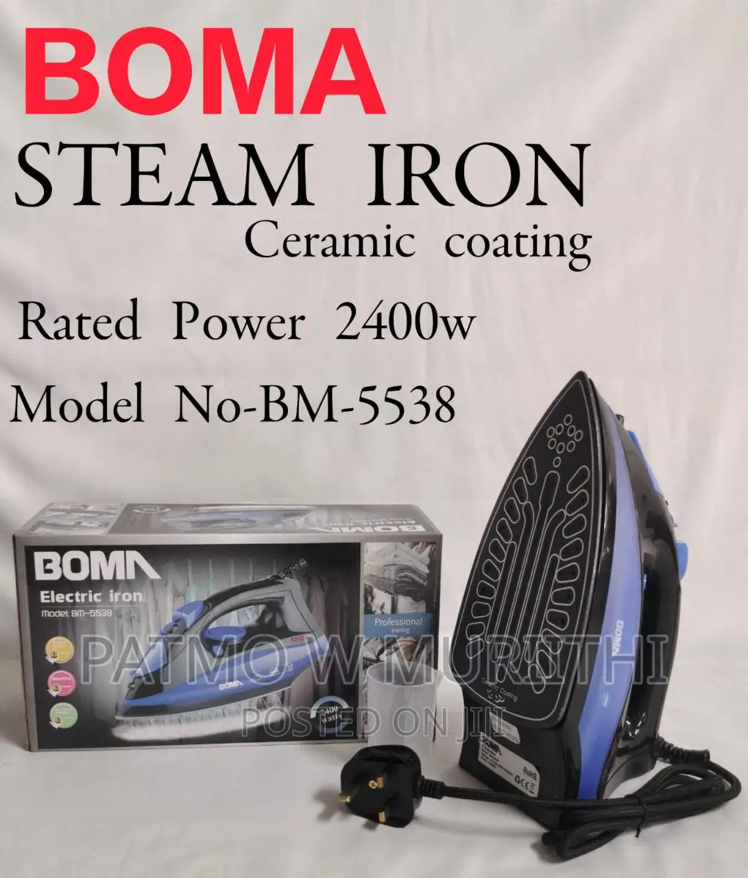 Steam Iron With Ceramic Coating Base Bm 5538