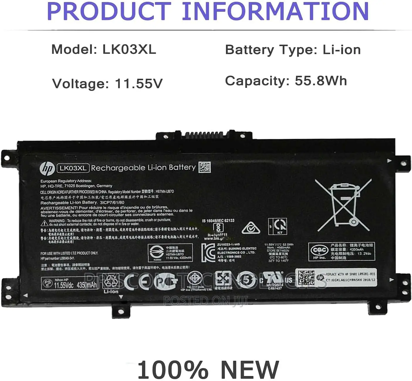HP Lk03xl Battery 916814-855 for HP ENVY X360 15-Bp 15-Bq 15