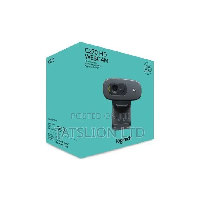 Logitech C270 HD Webcam, Light Correction, 720p/30fps