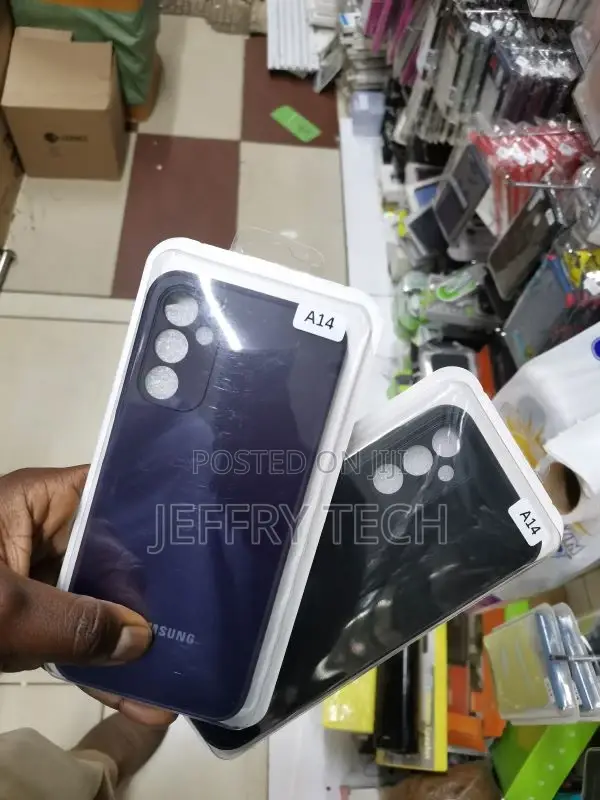 Samsung Galaxy A14 Cover Black Frosted Glass Soft Silicone