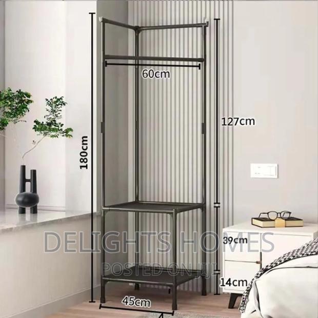 2 Layer Floor Standing Coat Rack With Storage Shelves - thumbnail 2