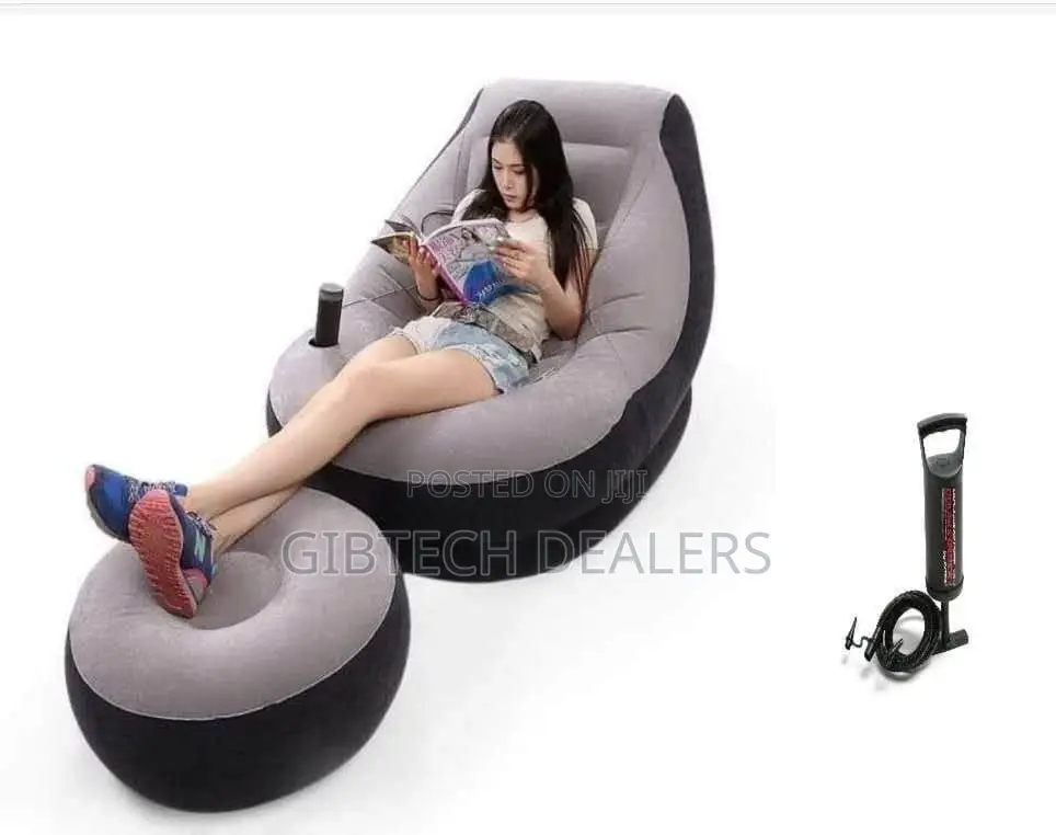 Inflatable Seat With Foot Rest and Pump