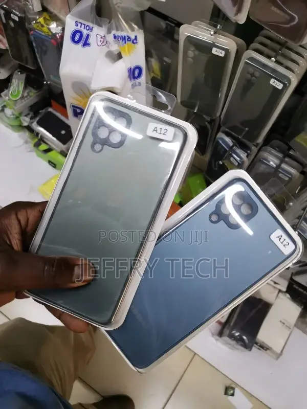 Samsung Galaxy A12 Cover Green Frosted Glass Soft Silicone