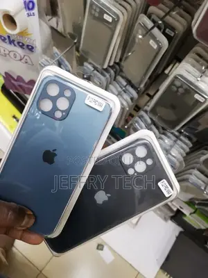 Iiphone 12 Pro Max Cover -Blue Frosted Glass Soft Silicone B