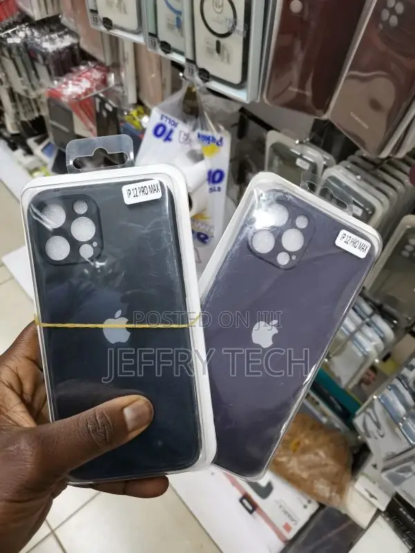 iPhone 12 Pro Max Cover Black Frosted Glass Hard Silicone