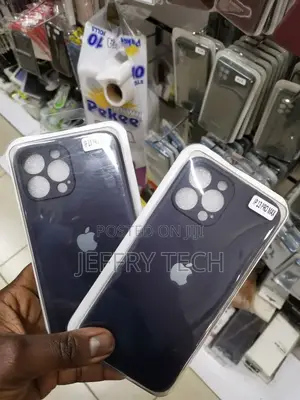 iPhone 13 Pro Max Cover Black Frosted Glass Soft Silicone