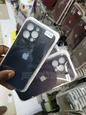 iPhone 14 Pro Max Cover Black Glass Hard Silicone Border Cas