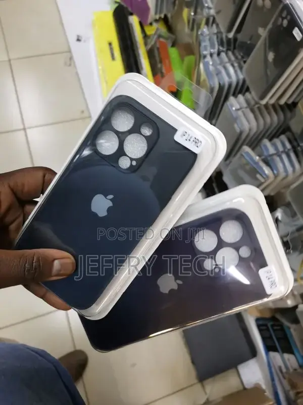 iPhone 14 Pro Frosted Glass Hard Silicone Border Case With