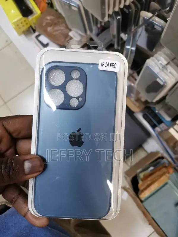 iPhone 14 Pro Blue Glass Soft Silicone Border Case Camera Pr