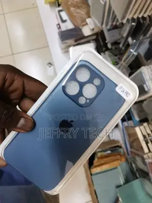 iPhone 14 Pro Blue Glass Soft Silicone Border Case Camera Pr