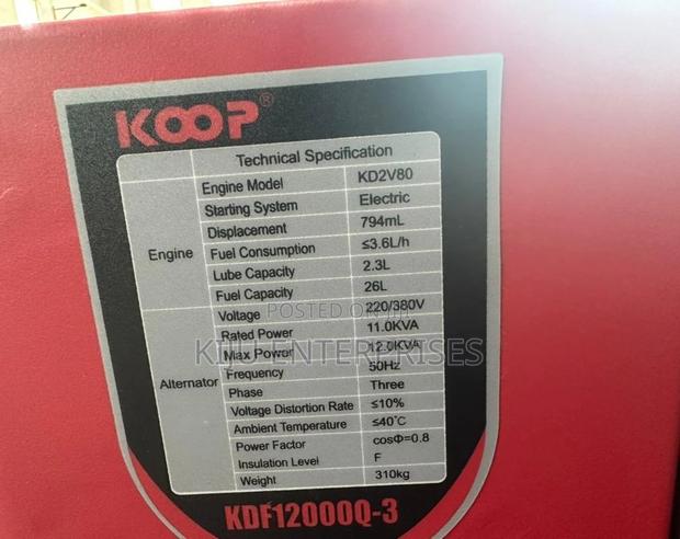 Koop Generator 12kva Available - thumbnail 4