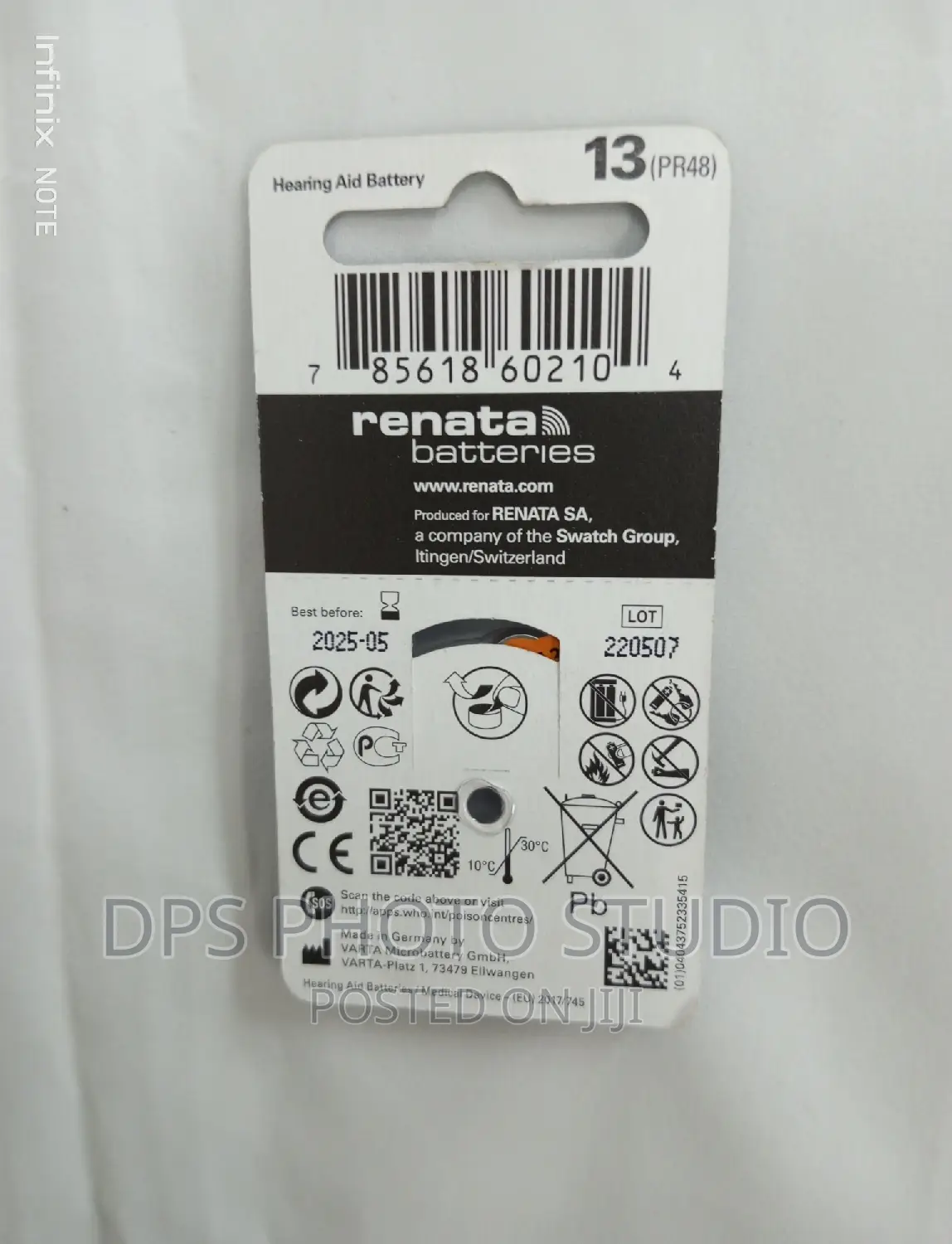 Renata Size 13 Zinc Air 1.45V Hearing Aid Battery (6pack)