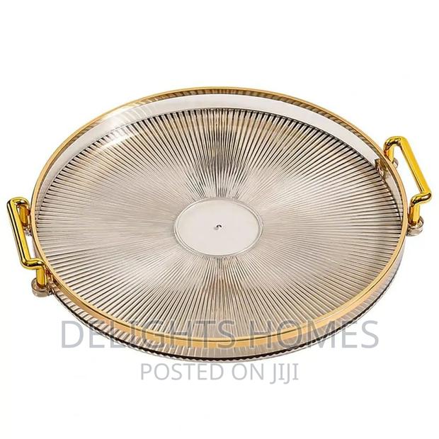 ROUND Modern Creative Striped Tray WITH Gold Rimmed*