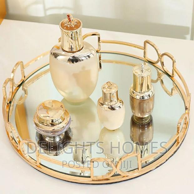 METAL ROUND Mirror Decorative Tray