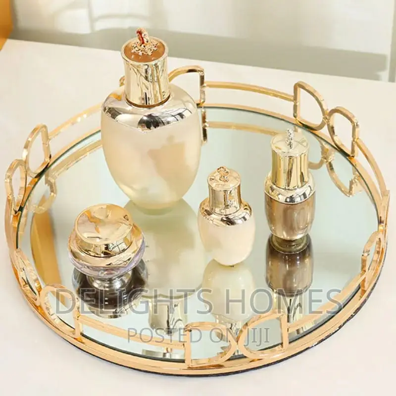 METAL ROUND Mirror Decorative Tray