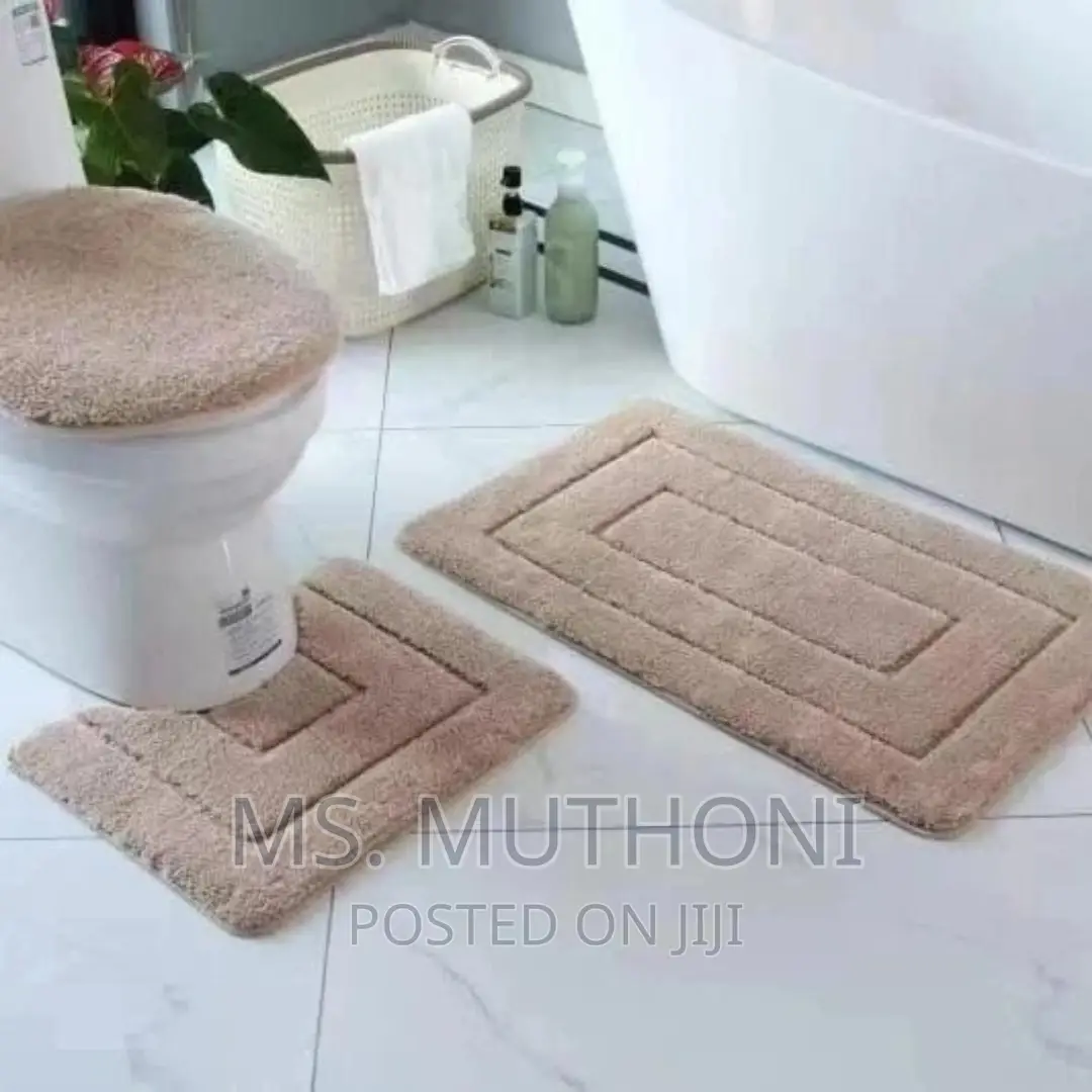3 Piece Toilet Set Mat Heavy Non-Slip Quality