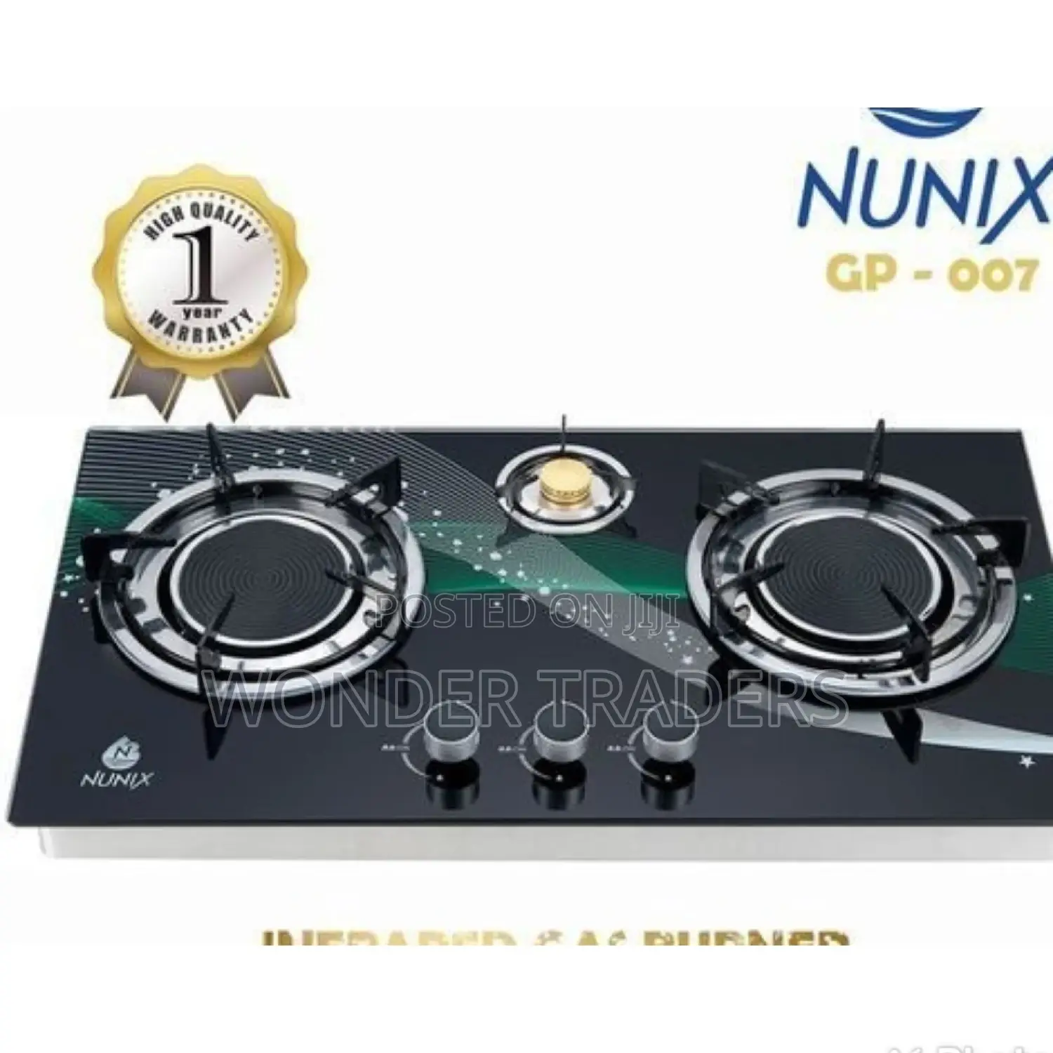 Nunix 3 Burner Glass Top Table Infrared Cooker "
