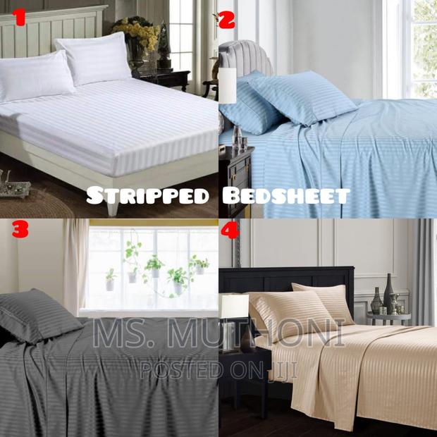 Stripped Cotton Bedsheets Set