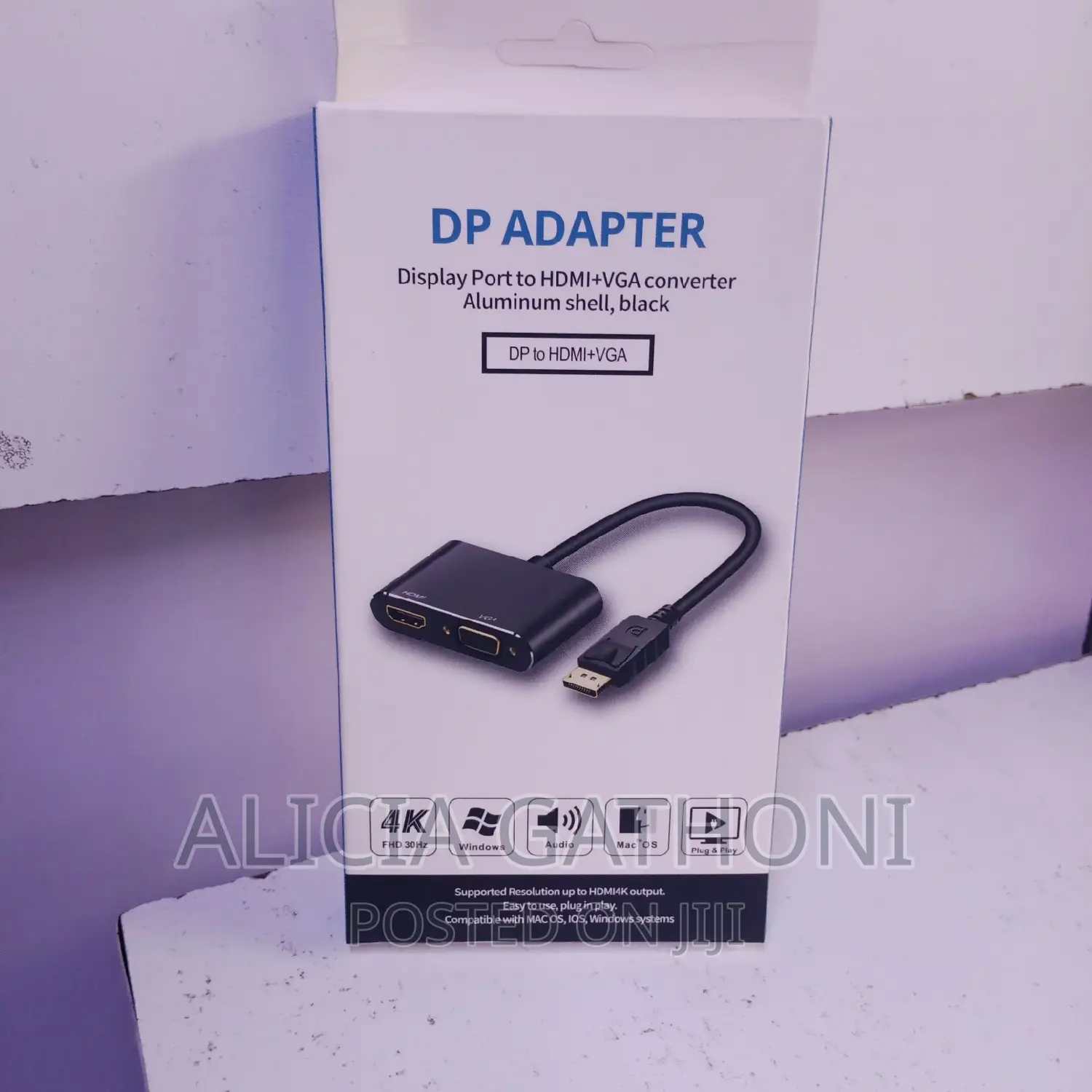 Display Port to HDMI+Vga Converter Plug Play