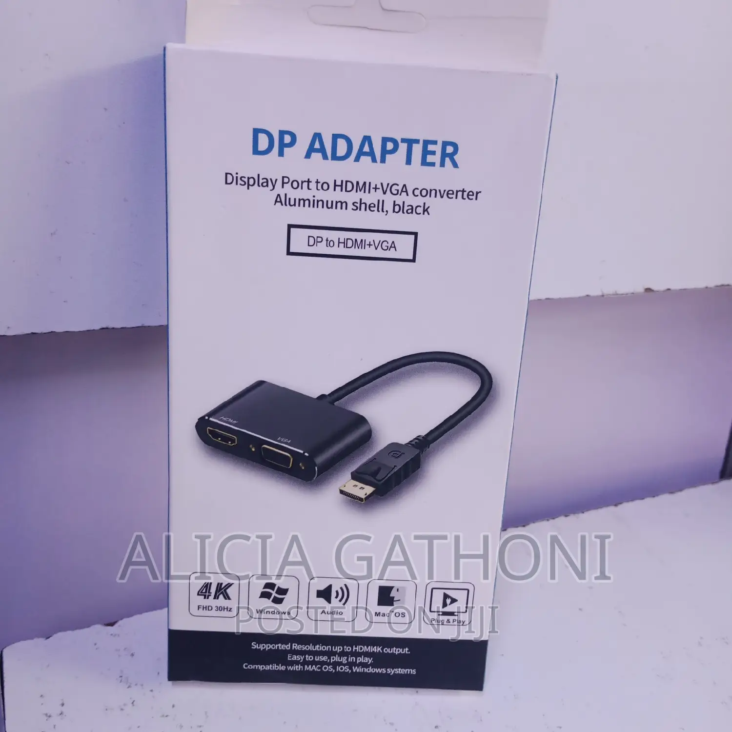 Display Port to HDMI+Vga Converter Plug Play