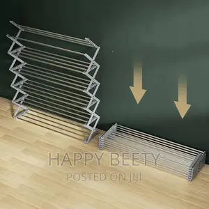 6 Layer Foldable Metallic/ Stainless Steel Shoe Rack