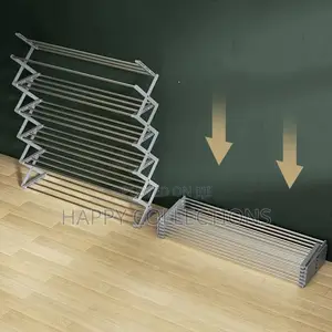 6 Layer Foldable Metallic/ Stainless Steel Shoe Rack