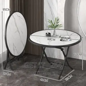 Foldable Round Wooden Table With Metallic Stands
▪
