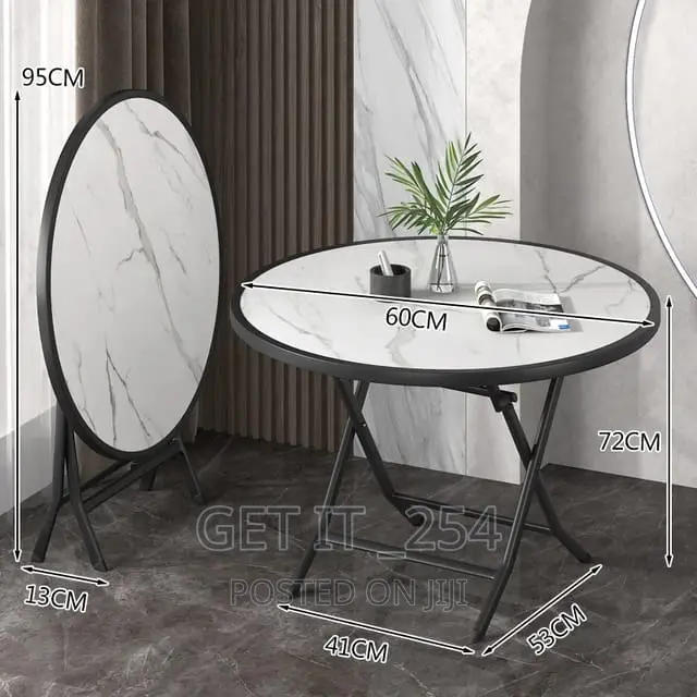 Foldable Round Wooden Table With Metallic Stands
▪