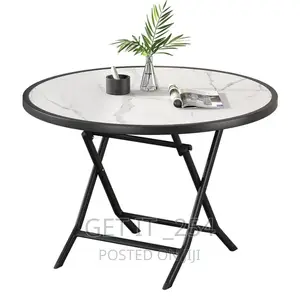 Foldable Round Wooden Table With Metallic Stands
▪