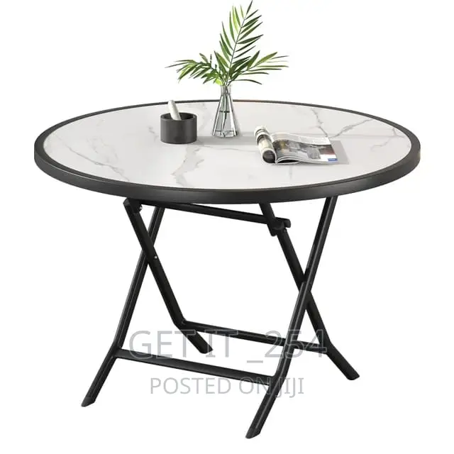 Foldable Round Wooden Table With Metallic Stands
▪