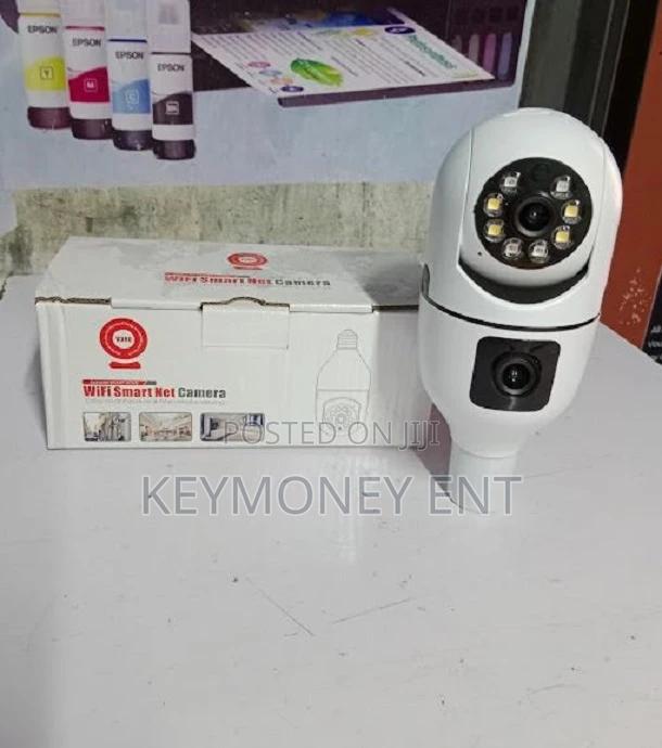 Wifi Bulb Smart Nanny Cam With 2 Lens Dual Lens Cam