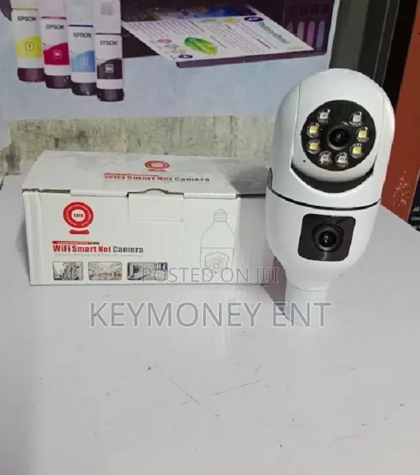 Wifi Bulb Smart Nanny Cam With 2 Lens Dual Lens Cam