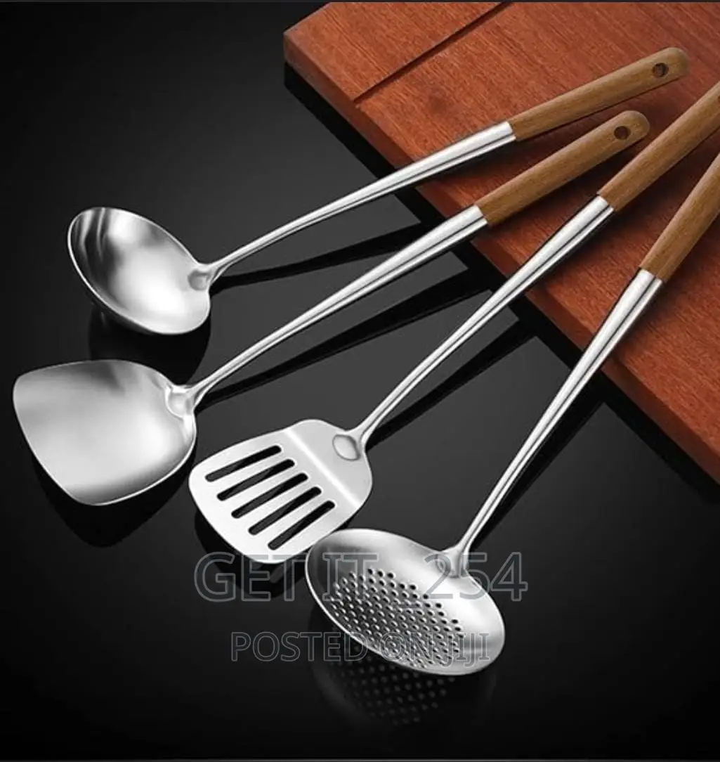 38cm Long Wooden Handle Serving Spoon Available In 4 Types