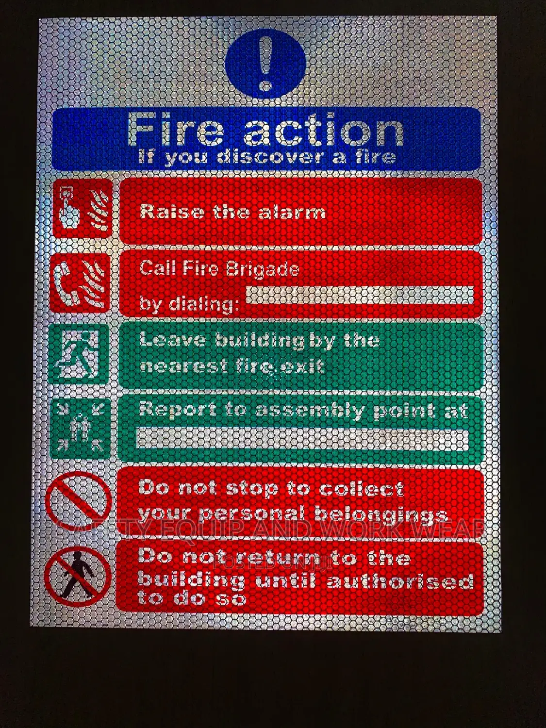 Safety Fire Plan Signs