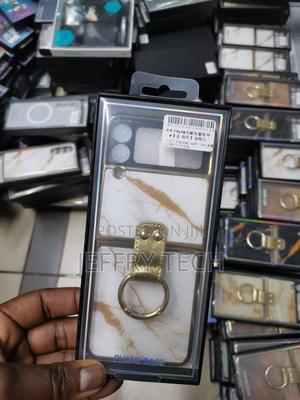 Marble With Ring Case for Samsung Galaxy Z Flip3 White/Gold - thumbnail 2