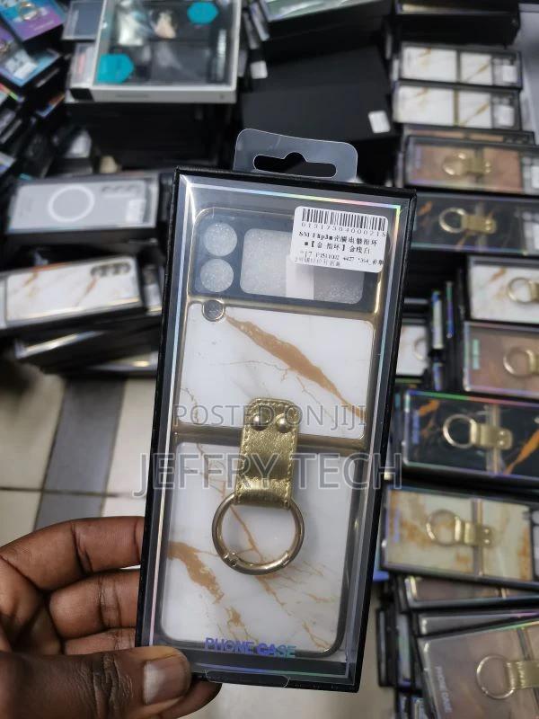 Marble With Ring Case for Samsung Galaxy Z Flip3 White/Gold - main view