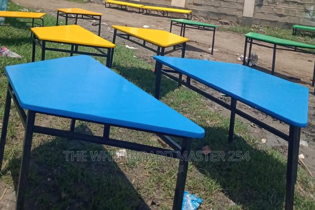 Trapezium Tables Coloured Kindergarten Trapezium Tables - main view